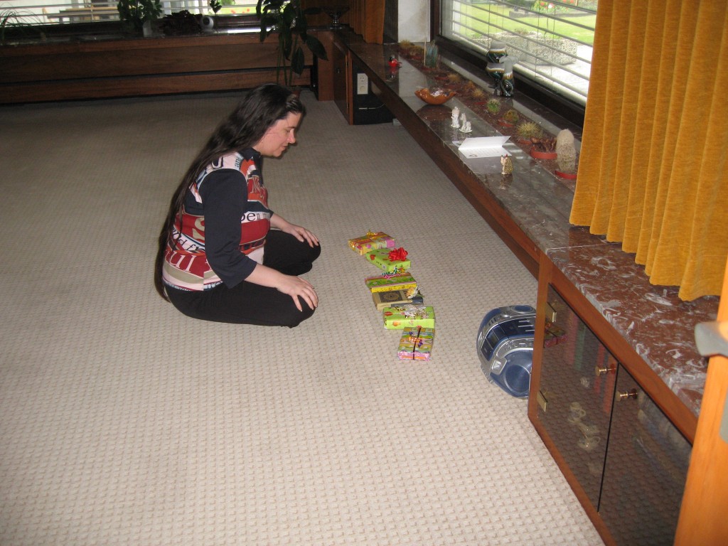 Comtemplating wrapped presents
