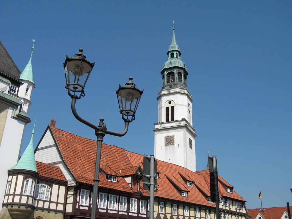 Houses and church tower, Celle