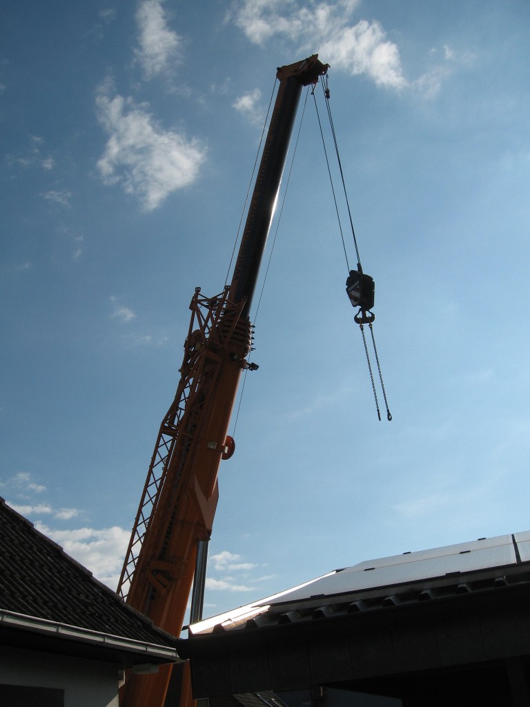 Crane over rooftops