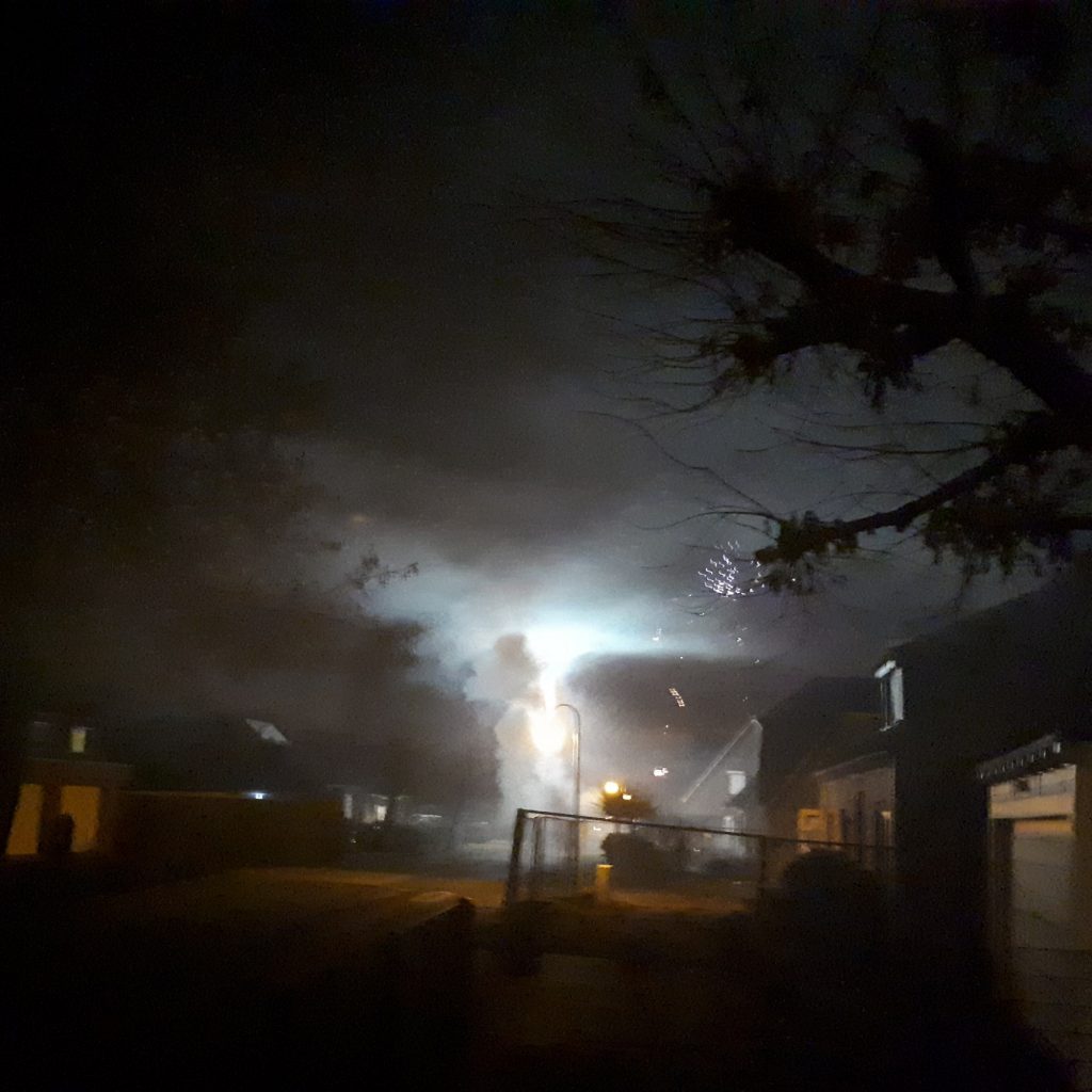 Fireworks in the fog