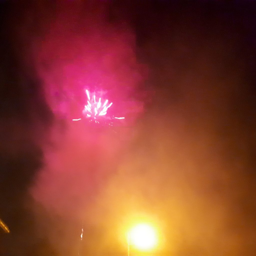 Fireworks in the fog
