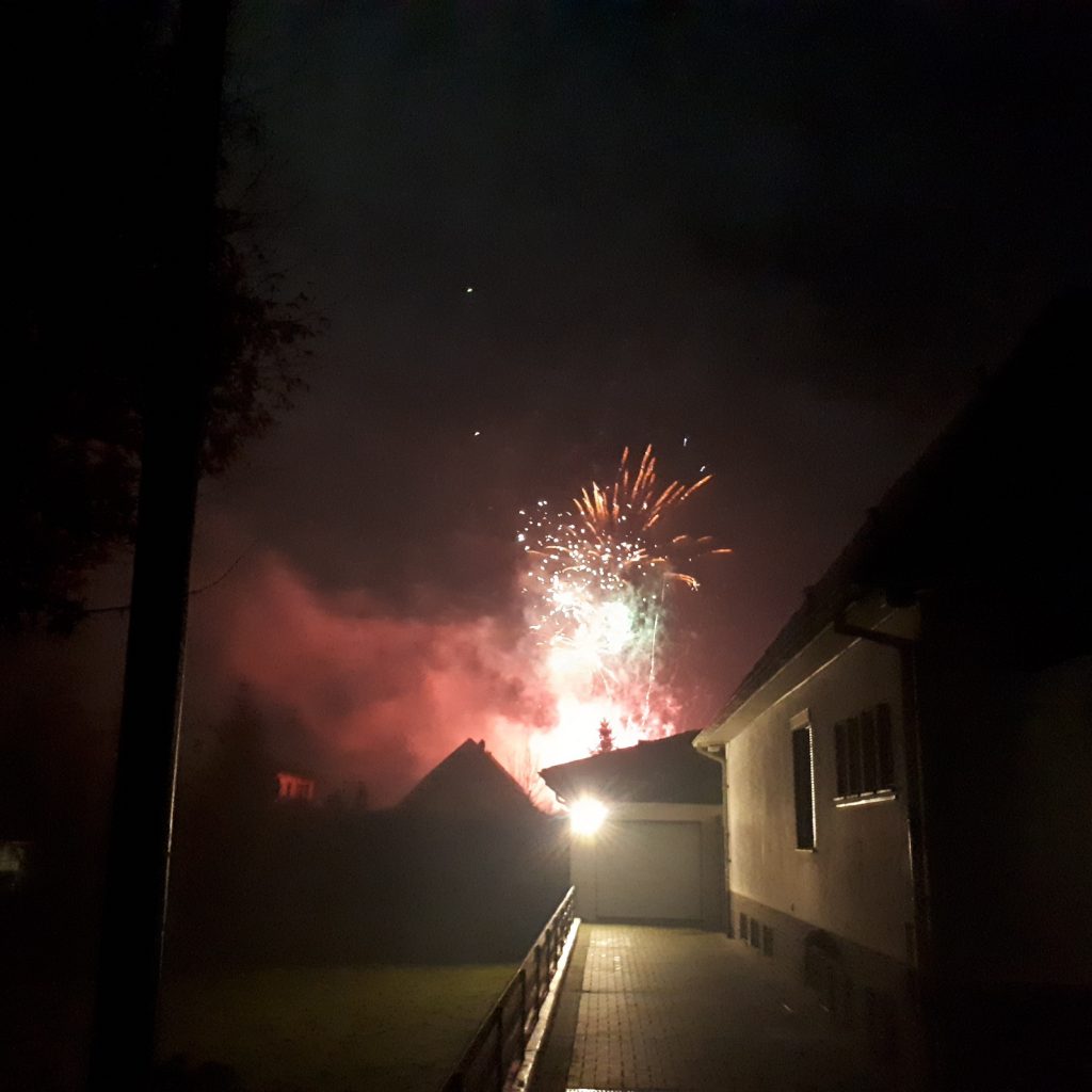 Fireworks and fog