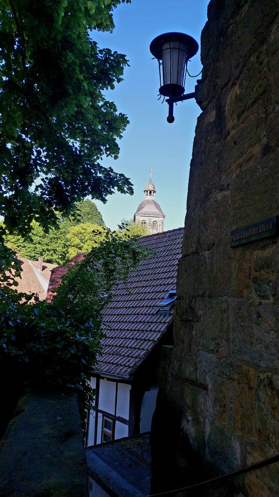 Staircase leading down into the town from the castle terrace.