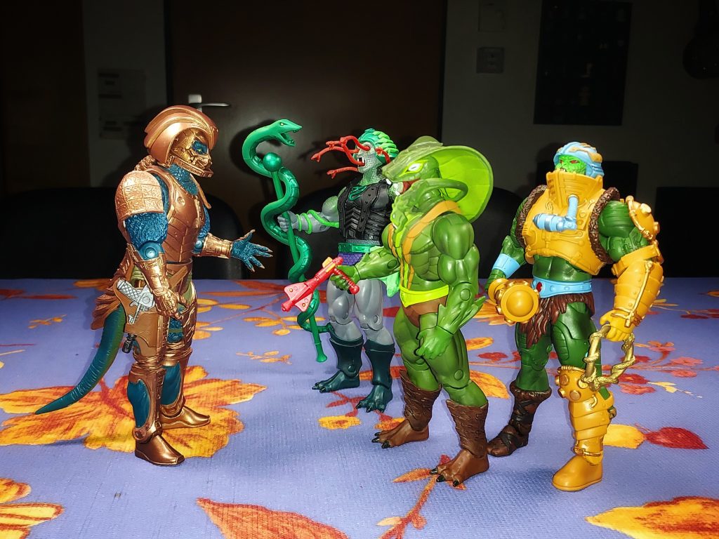 The Masters of the Universe Classics Saurod meets Snake Face, Kobra Khan and Snake Man-at-Arms