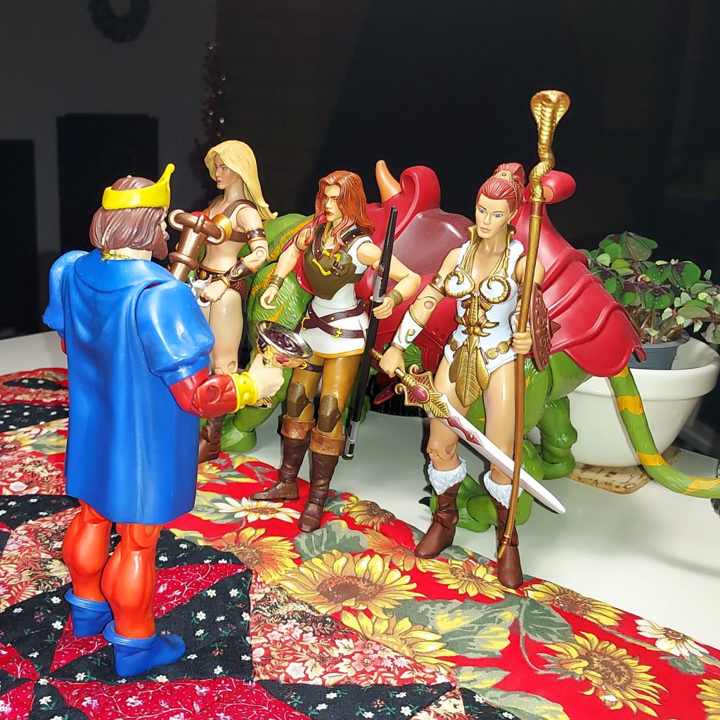 King Randor addresses three different versions of Teela